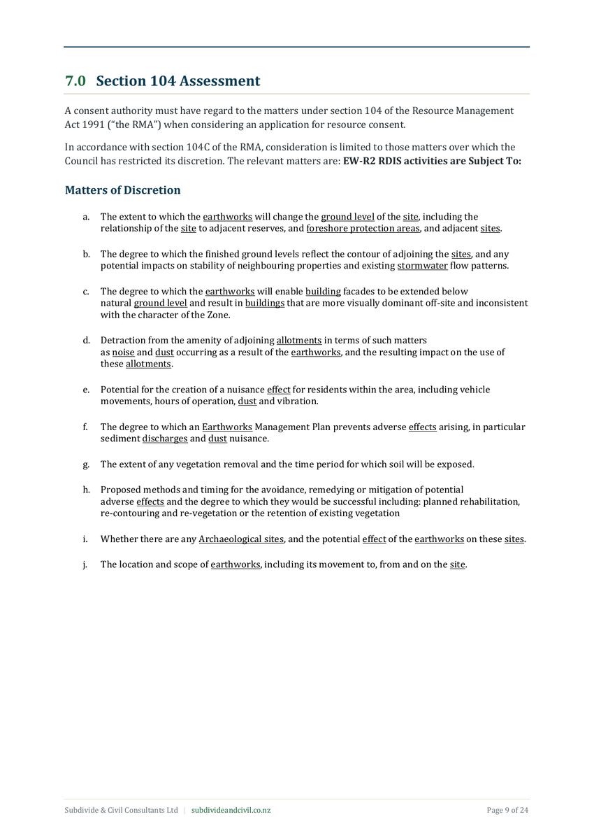 AEE Section 104 assessment page